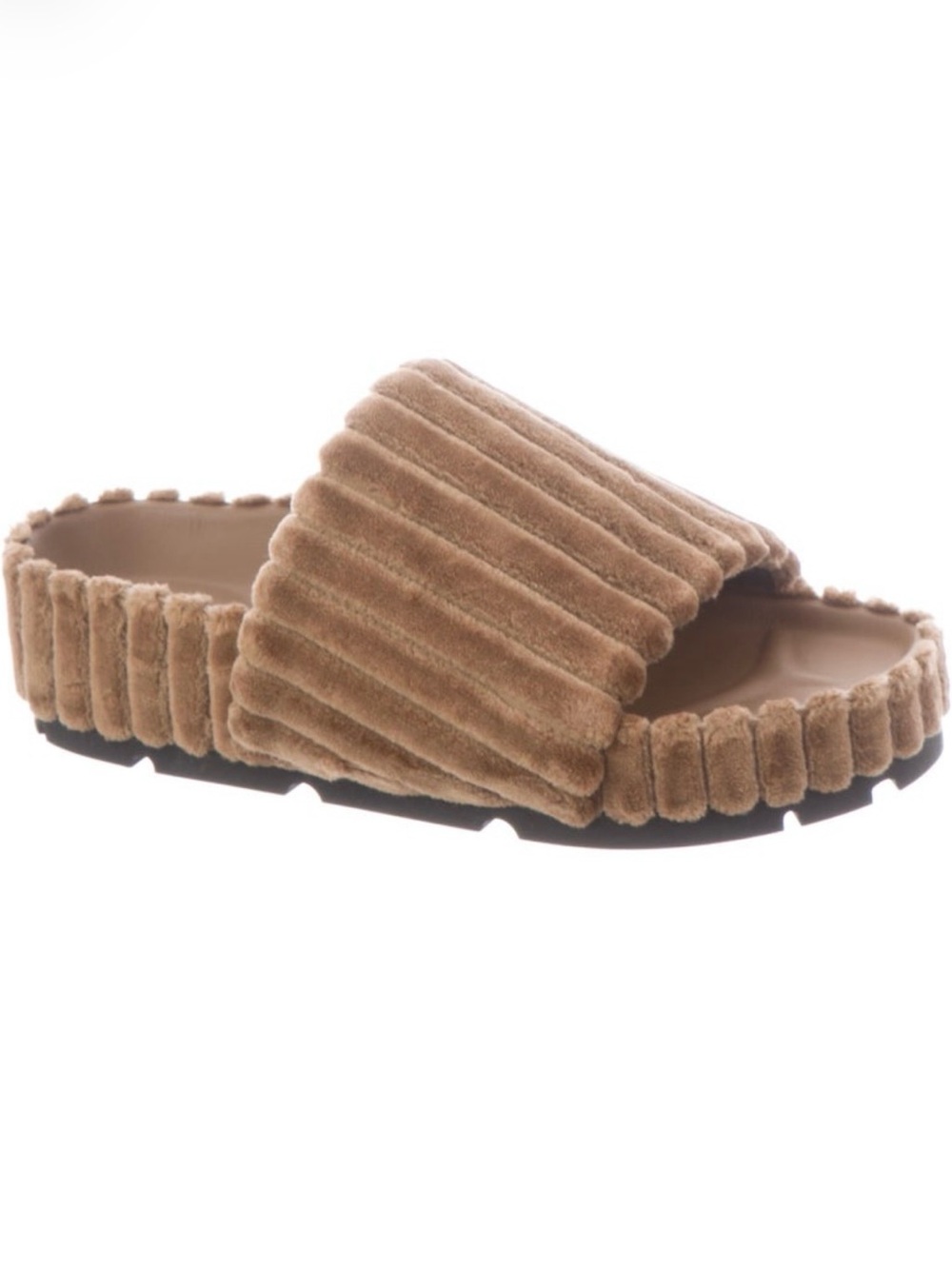 CELINE By Phoebe Philo Plush Ribbed Platform Sandals - Tan Sz 38